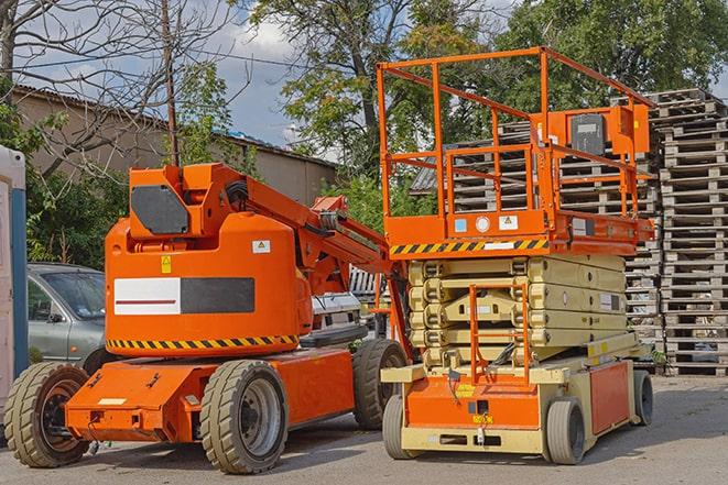 warehouse worker operating forklift to stack inventory in Oldsmar, FL